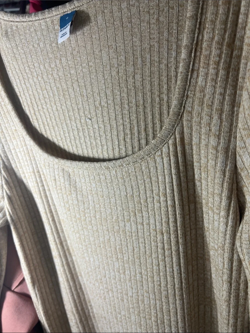Old Navy Beige Ribbed Scoop Neck Tank